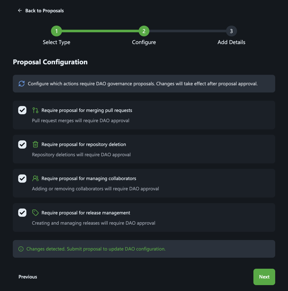 DAO Config Proposal Step 2